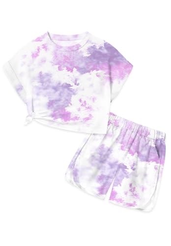 Image of ARTMINE Girl's Summer Cute Short Sleeve T-Shirt and Shorts Set