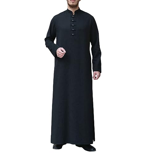 Cadeau Musulman Idéal Thobe Homme Couleur Unie En lin