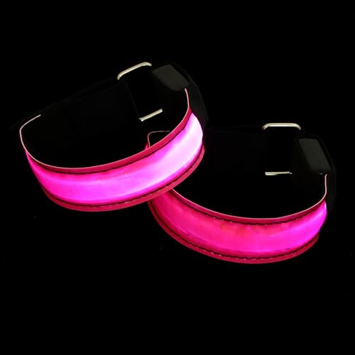 HOLIDYOYO 2個 夜間ランニング用反射アームバンド 軽量ナイロン製 蛍光腕章 シグナルライト 調節可能 夜の視認性向上