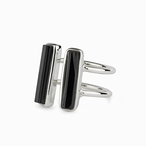 Black Tourmaline Ring Natural Gemstone 925 Solid Sterling Silver Handmade Ring