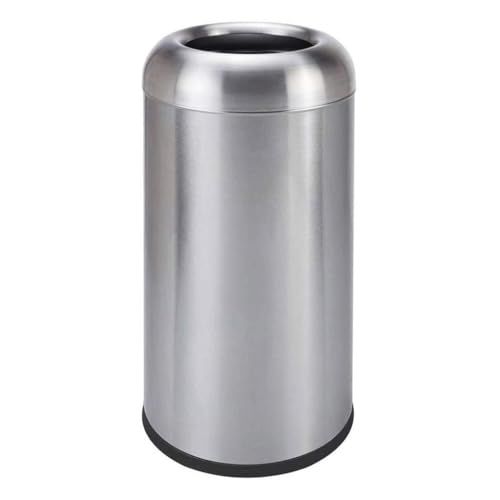 Bote de Basura para Exteriores con Tapa Bote de Basura con Parte Superior Abierta Bote de Basura de Calibre Grueso de Grado Comercial Acabado de Acero Inoxidable Cepillado Cubo de