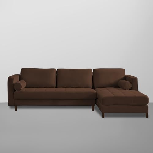 Image of Lezra RHS 4 Seater L Shape Sofa Set for Living Room (Brown Fabric) Premium Fabric Sofa