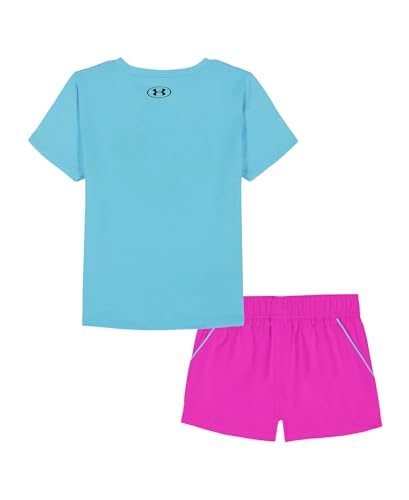 Image of Under Armour Girls' 2-piece Short Sleeve Tee and Shorts Set, Lightweight and Comfortable