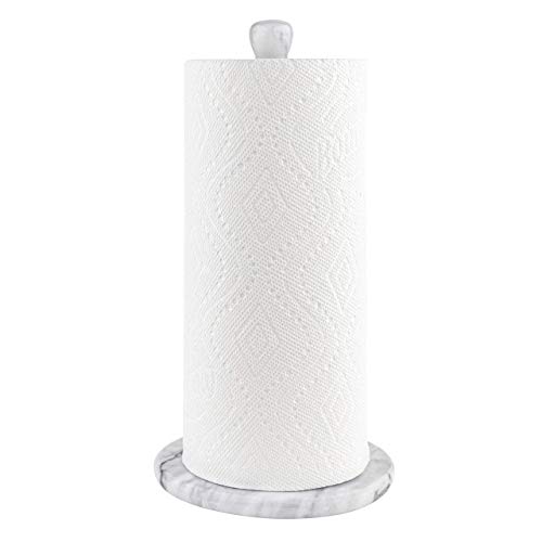 Homeries White Marble Paper Towel Holder – Deluxe Upright Towel Dispenser For Kitchen Countertop, Cabinet & Bathrooms – Non Steel & Non Plastic Design – Heavy Duty, Solid Standup Paper Towel Holders #TOP7