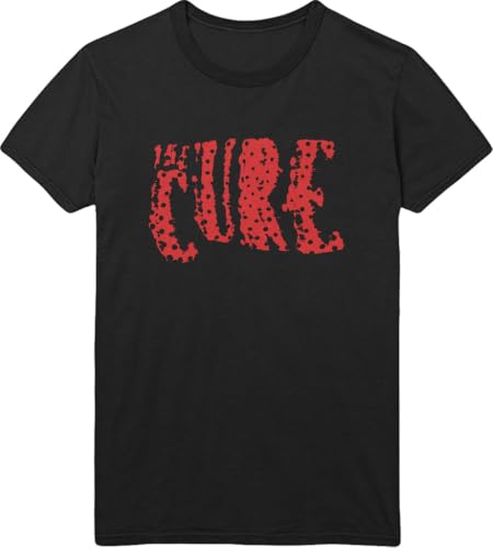 The Cure Official Merch Red Name Graphic Tee Black Medium