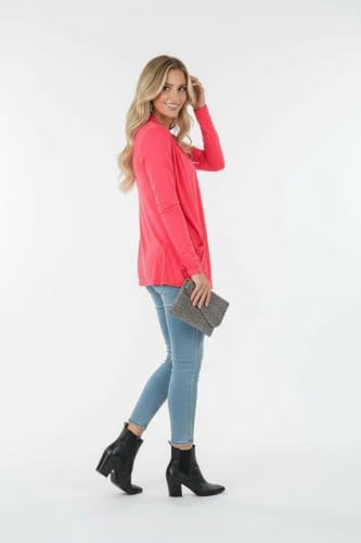 Image of ToBeInStyle Womens Open Front Long Sleeve Lightweight Asymmetrical Draped Cardigan with Side Pockets