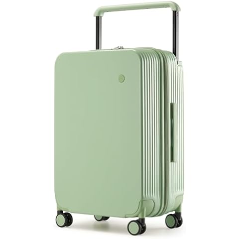 mixi Carry On Luggage Airline Approved Wide Handle Lightweight Luggage PC Hard Shell Suitcases Rolling Suitcases with Spinner Wheels & TSA Lock, 20 Inch Avocado Green Cover