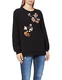mustang damen t shirt  MUSTANG Damen Bea C Fancy Embro Sweatshirt, Grau (Caviar 4132), X-Small (Herstellergröße: XS)