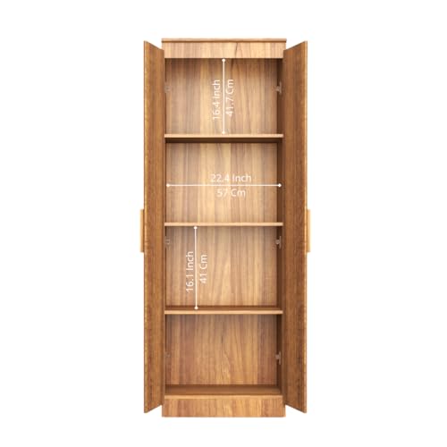 Image of Amazon Brand - Solimo Duo XS Engineered Wood 2 Door Wardrobe for Bedroom | Compact Clothes Storage Cabinet with Multiple Shelves | Space Saving Cupboard | 1 Year Warranty - Leon Teak