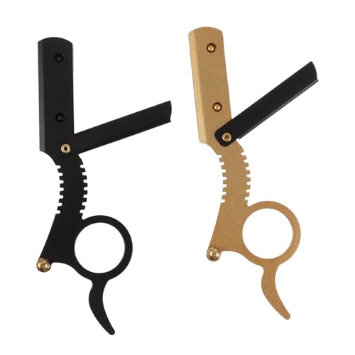 NOLITOY Barber Supplies 2pcs Men's Manual Razor Finger Razor Stainless Steel Blade
