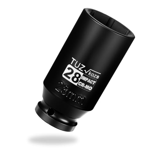 Image of 1 /2 Inch Drive 28mm Deep Metric 6 Point CR-MO Impact Socket | Radius Corner Design,Square Chamfered Opening,Axle Nut Impact Grade Socket for Easy Removal