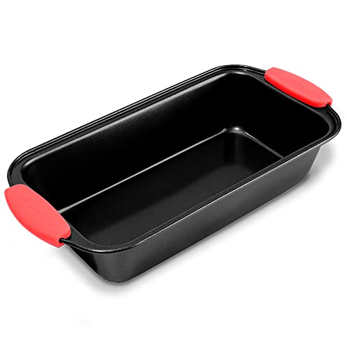 Antihaftbeschichtete Kastenbackform, Deluxe-graue Karbonstahlpfanne mit roten Silikongriffen, zum Kochen und Backen von Kuchen, Muffins und mehr, kompatibel mit Modell NCSBS6S Cover