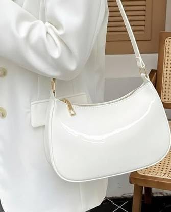 Image of Women's Glossy Shoulder Bag | Mini Hobo Handbag for Girls & Ladies | Stylish Patent Leather Purse for Party & Daily Use