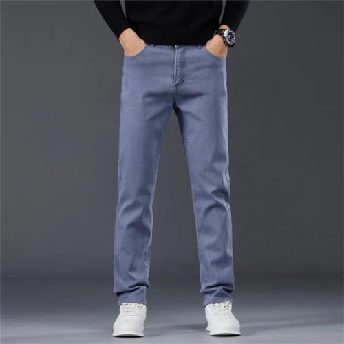 Men's Business Jeans Soft Stretch Denim Pants Classic Straight Casual Trousers Light Luxury Loose Fit4
