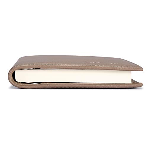 Image of HISCOW Slim Leather Checkbook Cover for Personal Checks, Premium Elephant Gray, One Size | Full grain cowhide, transaction register & check book pockets, removable duplicate divider, durable stitching, gifts for men