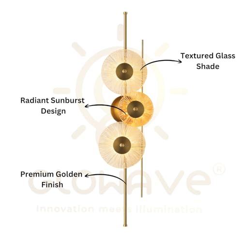 Image of Glowave Modern Golden 900mm Metal LED Long Tube Wall Light - Warm White (998 /3-900mm)