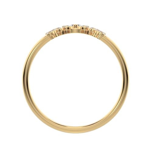 0.26 Ct Marquise Cut Diamond Dainty Minimalist Stackable Tiara Crown Chevron Eye Solid 14K Yellow Gold Everyday Wedding Band2