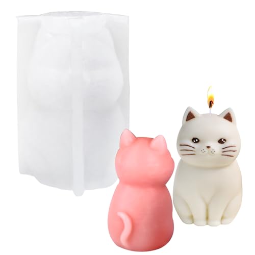 Aweisile Molde de Silicona para Gatos Moldes para Fundición de Velas Gatitas