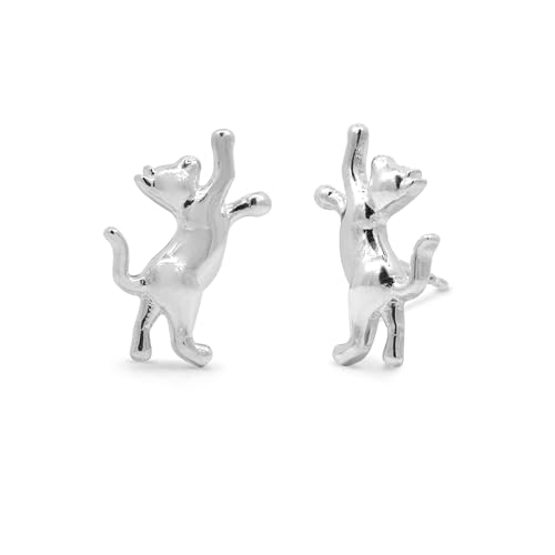 Boma Jewelry Sterling Naughty Clawing Cat Stud Earrings