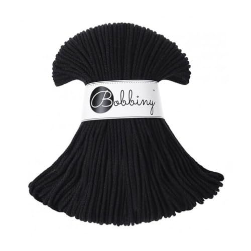 Bobbiny Cuerda de macramé de 3 mm, 100% algodón, 100 m, color negro