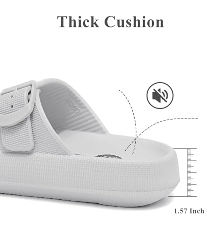 Image of Haifago Cloud Slide Sandals for Women Comfort Recovery Pillow Sandal, Lightweight House Bathroom Shower Slippers Adjustable Double Buckle Platform Slide