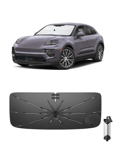 Ruiya 2026 Upgrade Parasol Coche Delantero Compatible con Porsche Macan 2015 2026, Paraguas Plegable Aislamiento Térmico, Protección UV, Accesorios para Parabrisas