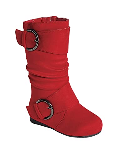 Image of Forever Link Women's Klein-70 Closed Round Toe Buckle Slouch Flat Heel Mid-Calf Boot