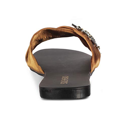 Image of SOLE HEAD Gold Flats Sandal for Women
