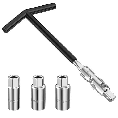 Chiluxendo Juego de 4 Llave Bujias, Llave de Bujía con Vaso 16 mm / 18 mm / 21 mm, Llave Bujías Universal en Forma de T Herramienta, Llave para Bujias, Llaves de Bujias Coche y Moto, Saca Bujias
