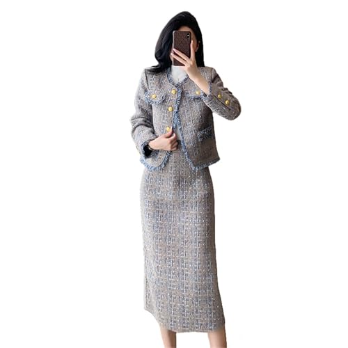 Jupes mi-longues en tweed pour femme : look idéal de bureau et sorties en automne hiver