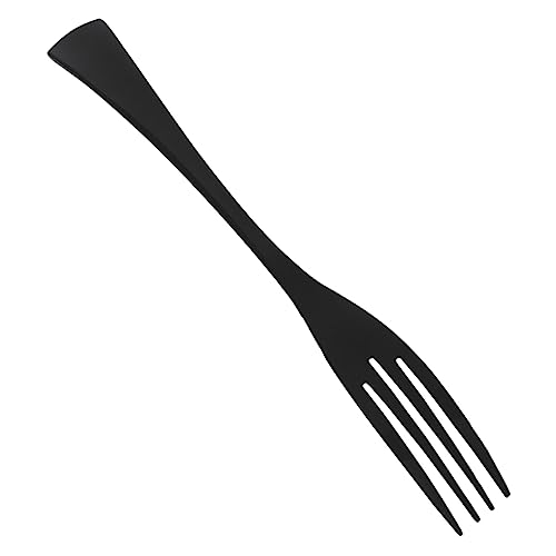 OFFSCH Stainless Steel Salad Serving Fork Black Fork Hotel Tableware Cutlery Set Mirror Polish Surface Lightweight Silverware