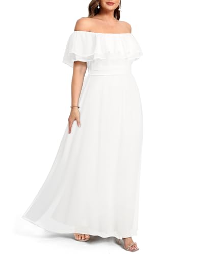 Image of Pinup Fashion Plus Size Formal Bridesmaid Wedding Guest Chiffon Long Dress