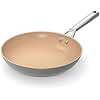 Ninja Extended Life 28cm Ceramic Frying Pan, Non-Stick (No PFAs, PFOAs, Lead or Cadmium), Induction Compatible, Stainless Steel Handle, Oven Safe to 285°C, Grey & Terracotta, CW90028EUUKDB