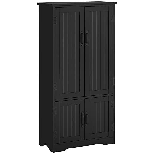 HOMCOM Buffet de Cuisine Armoire de Cuisine contemporaine Multi-rangements 2 placards 3 étagères MDF Panneaux Particules Noir