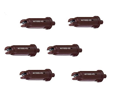 Pack of 6 - TeeJet Air Induction Flat Spray Tips Brown 110° Polymer Visiflo Farmer Bob's Parts AI11005-VS