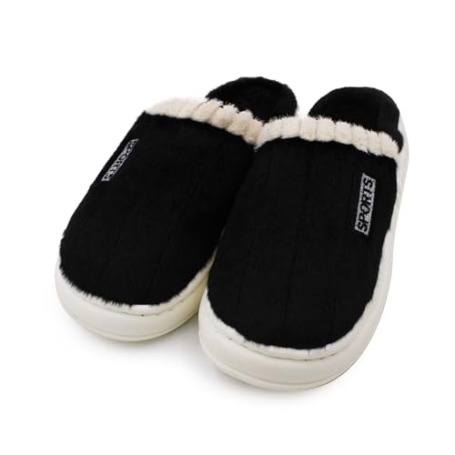 Image of VRITRAZ Men's Plush Winter Slippers | Soft Furry Lined Indoor Slides | Warm Comfortable Anti-Slip Home Footwear