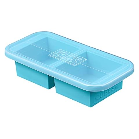 Souper Cubes 2-Cup Freezing Tray, Aqua Color, Pack of 1 with lid Cover