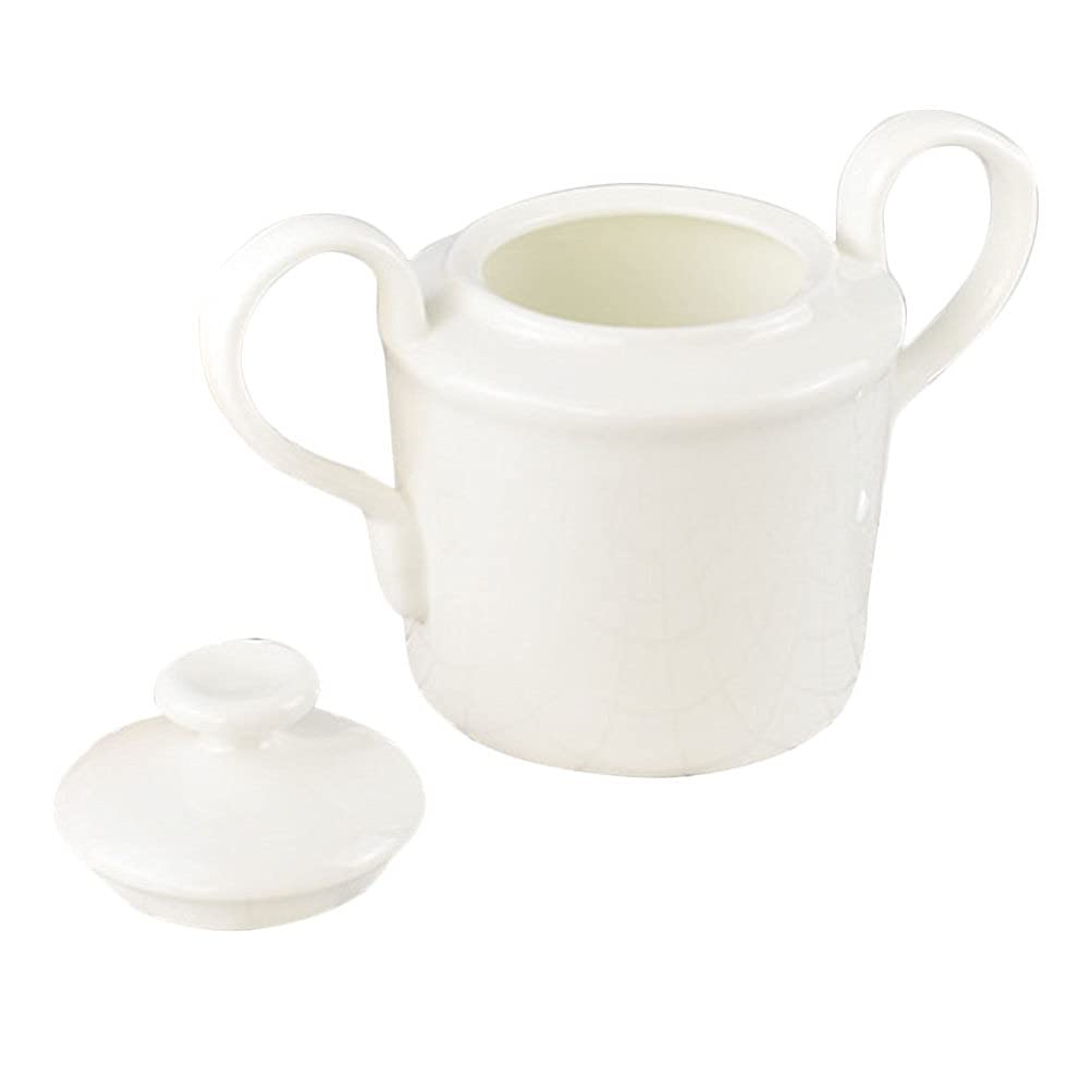 Cabilock Ceramic Tea Canister Ceramic Pot with Lid Food Storage Jar Sugar Jar Steam Soup Bowls with Handle for Home Kitchen Egg Custard Medicinal Birds Nest Tonic White