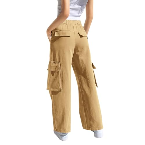 Teen Girls Baggy Parachute Pants Straight High Waist Wide Leg Cargo Trousers Kids Thin Fall Hiking Pants with Pockets2