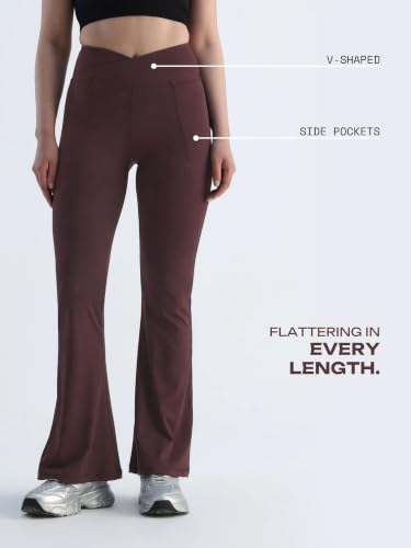Image of CAVA Extra Tall Hourglass Flared Leggings for Women | V Waistband, Anti Camel Toe Design, Extra Tall Fit, Flared Bottoms, Deep Pockets, Sculpting Stretch Fabric