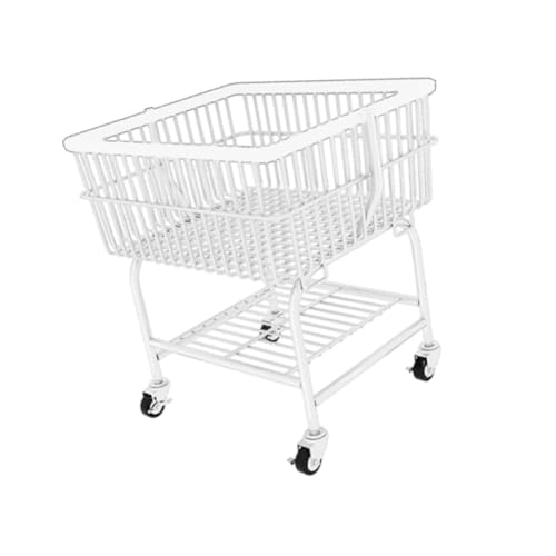 DeeRace ローリングアイアンワイヤーランドリーカート収納棚ホームアクセサリーポータブル多目的服ハンガートロリードライラックベッドルーム用, 白