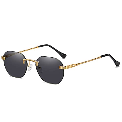 Aiweijia Unisexe Carré Des lunettes de soleil Métal Lunettes de soleil sans monture Énorme Lentille claire Ancien Lunettes UV400 Cover