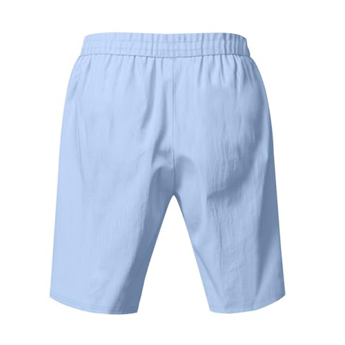Vhersily Bermudas de verano para hombre, con bolsillos y cordón, de secado rápido, ligeros y cómodos, largos, para correr, entrenamiento, tiempo libre, regular fit, transpirables, azul claro, XL