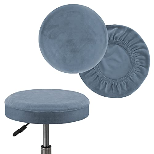 Turquoize 2 Pack Bar Stool Covers Round Stool Covers with Elastic Bands Bar Stool Seat Covers Slipcover Washable Stool Cushion Covers Feature Stretch Thick Fabric, Dia 12"-14", Medium, Stone Blue