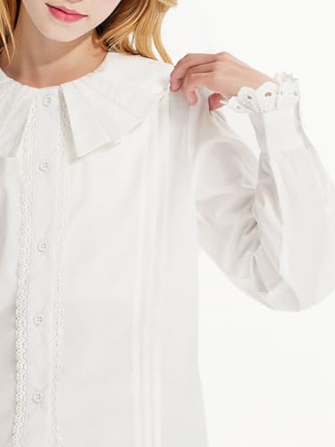 Girls White Dress Shirt Button Down Blouse Kids School Uniform with Peter Pan Collar size6-16Y3