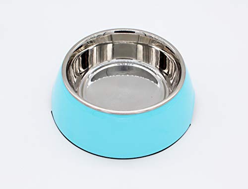 Image of The Pets Company Stainless Steel & Melamine Dog Feeding Bowl| Food Bowl for Dogs and Cats, 420 Ml, Medium, Blue