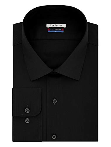 Van Heusen Men s FIT Dress Shirts Flex Collar Solid (Big and Tall), Black, 20 Neck 37 -38 Sleeve (4X-Large)