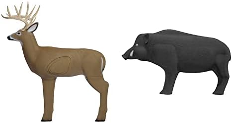 Shooter Buck 3D Deer Archery Target with Replaceable Core, Brown & Shooter 3D Archery Hog Target, Black, One Size