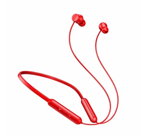 Image of Original Neckband for OnePlus Z3 Earbuds with Quick Charging Soft Silicone Band and Bass Boost Audio (Red)