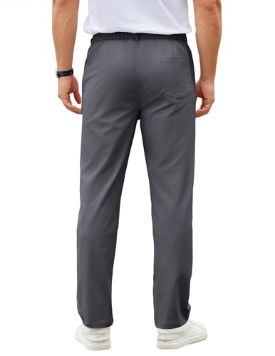 COOFANDY Mens Casual Dress Pants Relaxed Fit Lightweight Slacks Stretch Waist Twill Trousers Dark Grey3